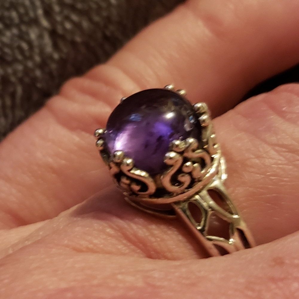 Amethyst Crown Ring ~ Solid 925 Silver - image 1